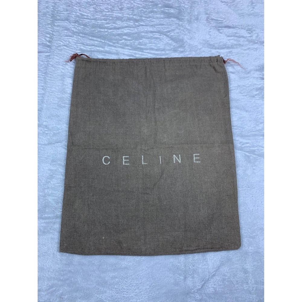 Celine Dust Bag Medium Brown Flannel Drawstring Storage Pouch Modern Used